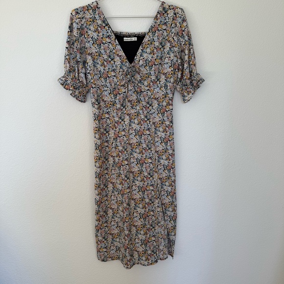 Abercrombie & Fitch Floral Midi Dress Side Slit Size Small - Picture 1 of 6
